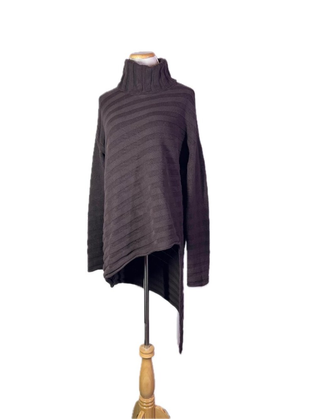 FP Beach Size S Brown Ribbed Knit Tunic Sweater Asymmetrical